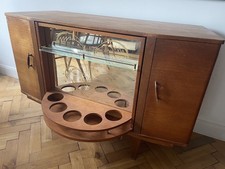 Mid Century Teak Sideboard Cocktail Cupboard rotating chic mcm boh retro vintage