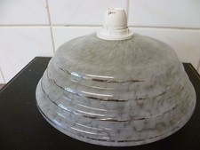 A VINTAGE, FRENCH ART DECO STYLE, GREY SPATTER GLASS PENDANT LIGHT FITTING