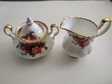 Royal Albert Old Country Roses Creamer and Covered Sugar Bowl Set
