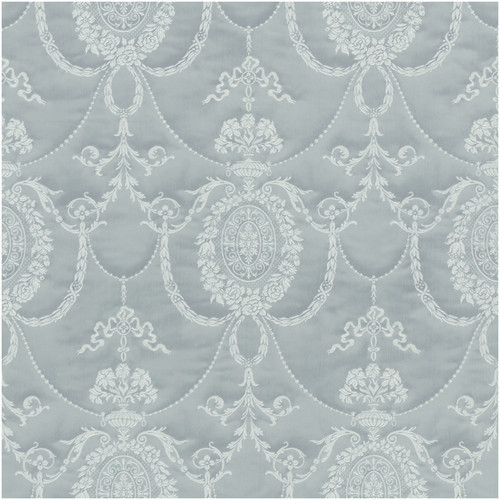 Silver white damask medallion - silver,
