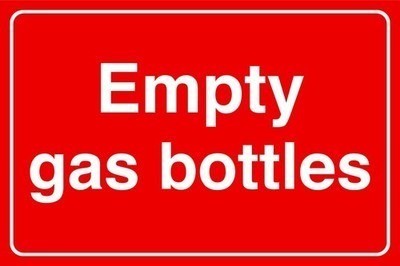 Empty gas bottles safety sign - empty,