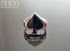 Ace Of Spades Ring 925 STERLING SILVER Biker Goth Punk Rock Gambler Cards Lucky