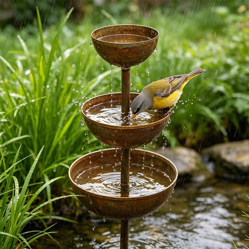 Tier metal bird bath - metal,