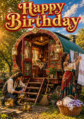 Romany gypsy couple caravan - couple,