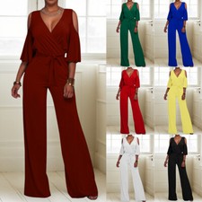 Women V Neck Jumpsuit Ladies Evening Cocktail Party Long Pants Playsuit Romper