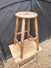 Solid wood Chapel House Furniture Wooden Stool by Howard R.Knott .68cm tall.