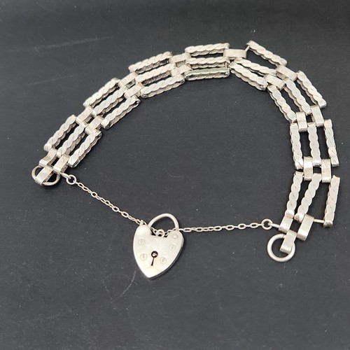 Vtg sterling silver row gate - 3-row,