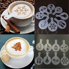 Christmas Themed Cappuccino Latte Coffee Chocolate Dusting Stencils (8 pack)