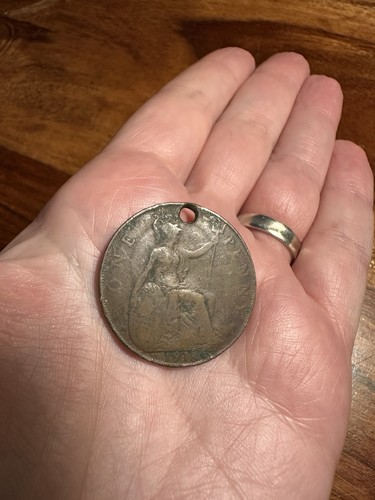 1918 british one penny - british,