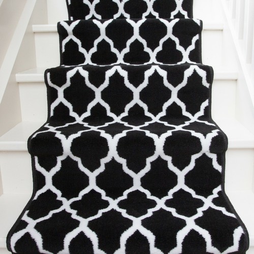Long black moroccan trellis - black,