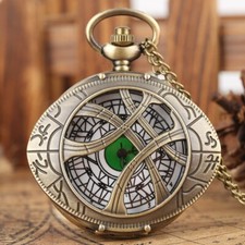 Vintage Quartz Pocket Watch Doctor Who Theme Eye Half Hunter  Necklace Chain Men