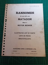 Ransomes Matador 24 Inch Mark 3 Parts Book