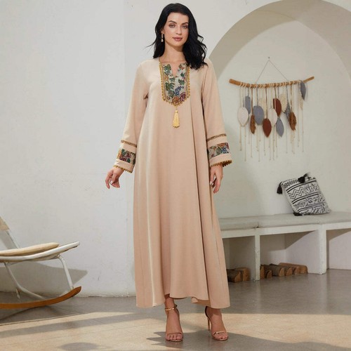 Patchwork ethnic style abaiya - ethnic,