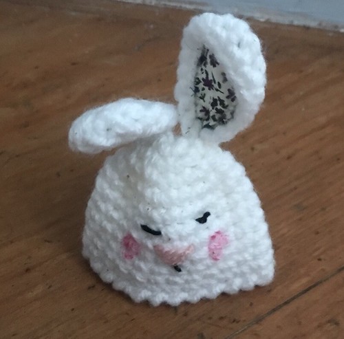 Hand knitted rabbit egg cosy - egg,