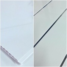 Gloss White & White With Chrome Bathroom Ceiling Panels PVC Shower Wall Cladding