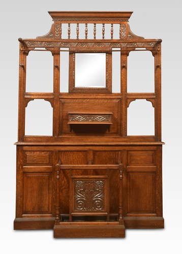 Large carved oak hall stand