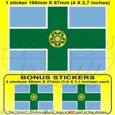 DERBYSHIRE Flag Derby, England UK 100mm (4") Vinyl Sticker, Decal x1+2 BONUS