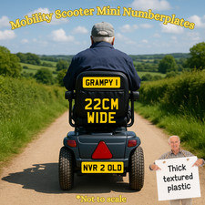 22CM Wide Mobility Scooter Mini Numberplates Personalised Premium Thick Quality