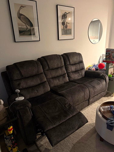 Grey leather seater recliner - leather,