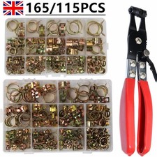 165X Hose Clamps Assortment Kit Steel Spring Clip/Plier Water Fuel Tube Air Pipe