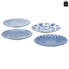 IKEA ENTUSIASM Side Plate 18cm Blue Patterned Ceramic Tableware Dinner Set Plate