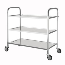 3 Tier Kitchen Catering Stainless Steel Storage Trolley Cart Food Rack Serving