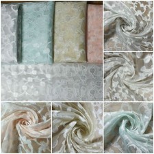 Vintage Organza Material Sheer Floral Burnout Wedding Dress Craft Fabric 44"