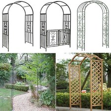 Metal Wooden Garden Arch Rose Archway Pergola Arbour Climbing Plants Trellis
