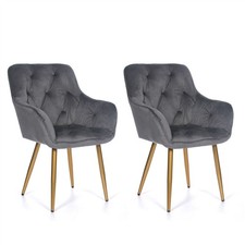 2 x Velvet Dining Chairs Grey