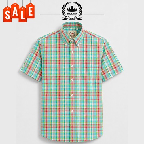 Relco green check shirt short - relco,