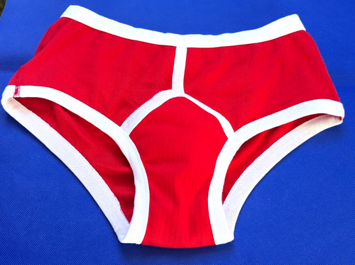 Men red ribbed front - red, y