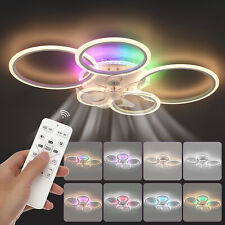Dimmable LED Ceiling Fan Light Living Room Chandelier Lamp With Remote Control