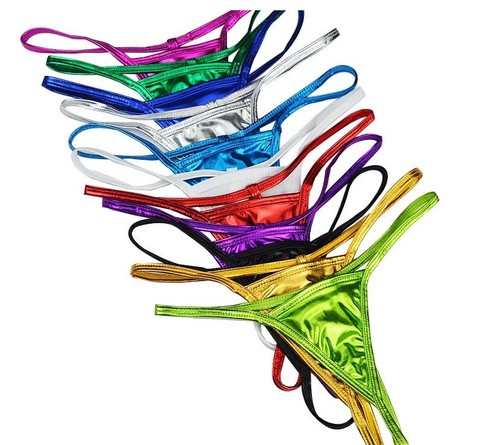 Ladies metallic shiny thong - metallic,