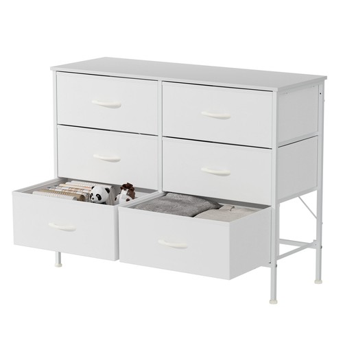 Drawer fabric bins dresser - 6-drawer,