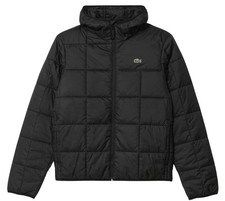 LACOSTE WATER-REPELLENT QUILTED HOODED  PUFFED JACKET BH1666 BLACK NEW SIZE L