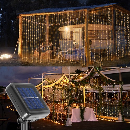 300 led solar powered curtain - led,