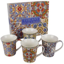 Set of 4 China Mugs Tuscany