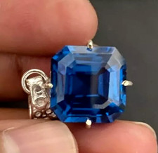 Certified 44 Ct Natural Sapphire Asscher  925 Silver Pendant Loose Gemstone1
