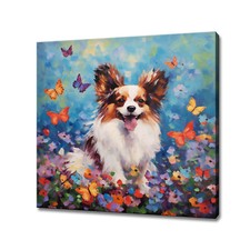 Papillon Dog Butterflies Colourful Canvas Print Wall Art Animal Pet Picture
