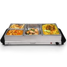 ELECTRIC BUFFET SERVER ADJUSTABLE TEMPERATURE FOOD WARMER 4 TRAY COMPARTMENTS