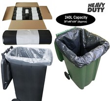 Wheelie Bin Liners 300L Black Standard Size Refuse Sacks Clear Bags Rubbish Bags