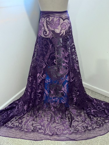Purple embroidery lace fabric - purple,
