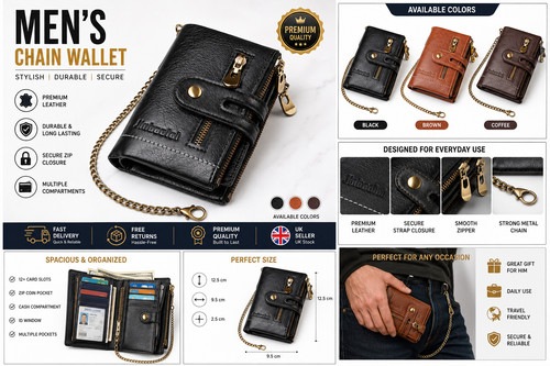 Leather wallet men rfid - leather,