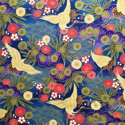 Japanese cranes fabric