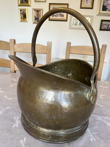 Vintage brass coal scuttle - brass,