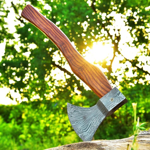 Hand forged damascus steel axe - damascus,