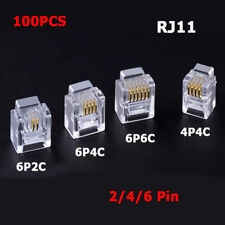 100 PCS RJ11 4P4C 6P2C 6P4C 6P6C Telephone Phone Line Plug Connector 2/4/6 Pin