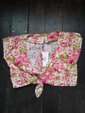 Tara Starlet Vintage Style Floral Knot Top Size M/L Bnwts