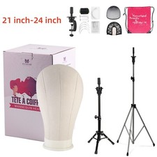 21-24Inches Wig Head Cork Canvas Block Head Mannequin Head Stand for Making Wigs