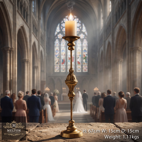 Tall candle holder - candle, ornate
